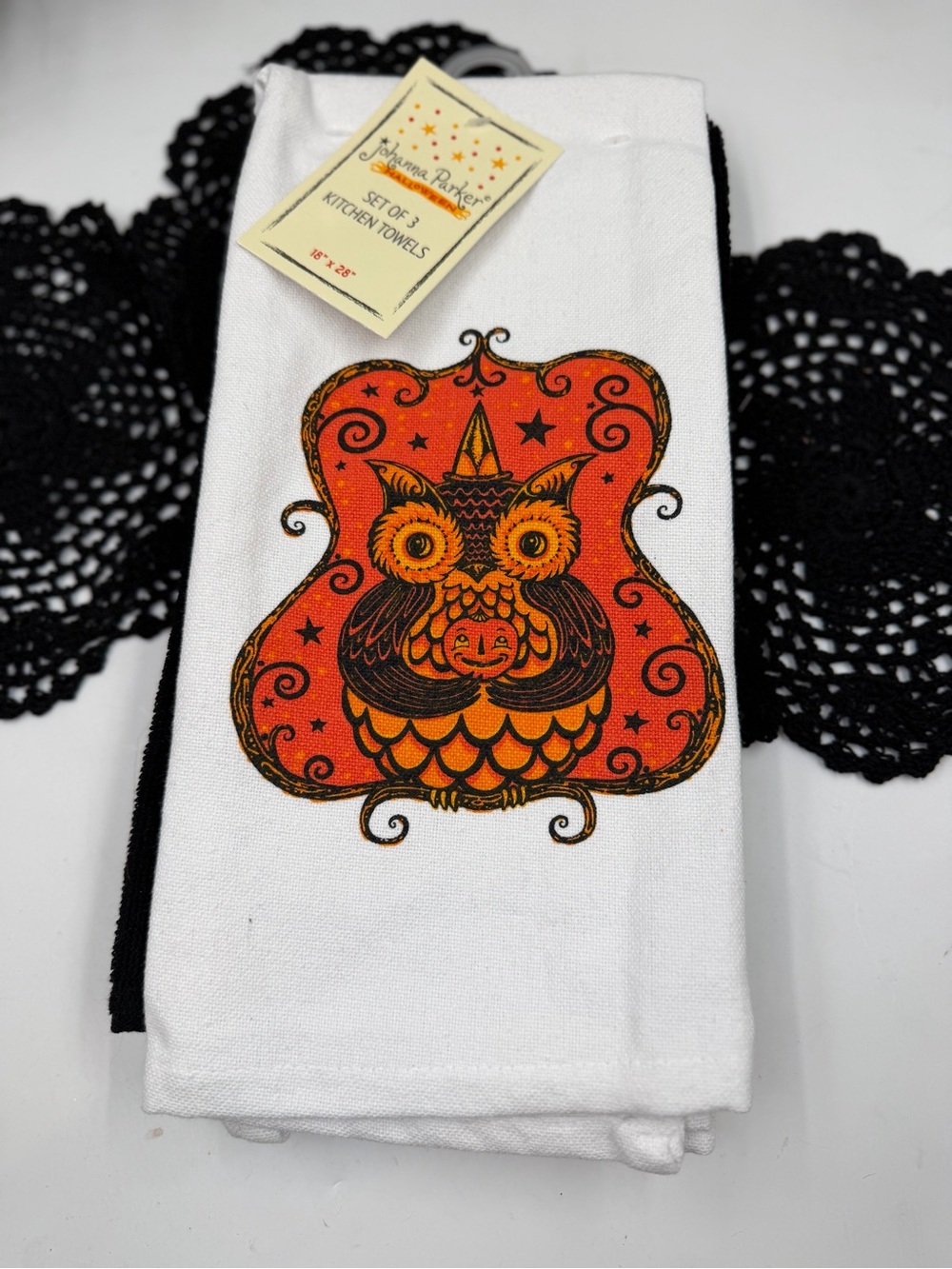 Johanna Parker Halloween Owl Kitchen Towels Set of 3 Vintage Style 2026